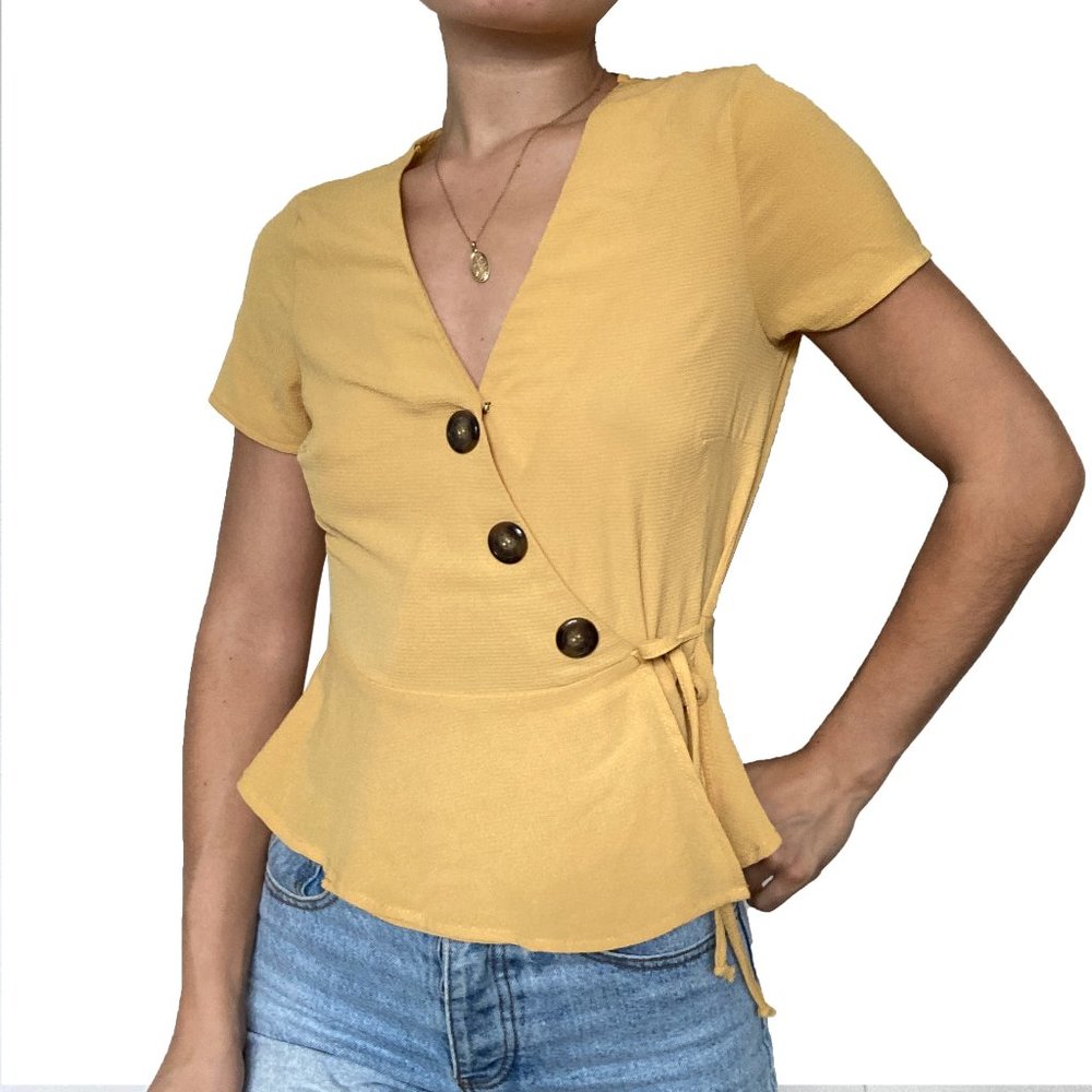 Hiatus Mustard Yellow Asymmetrical Blouse